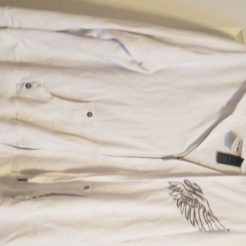 White HD zip up Hoodie